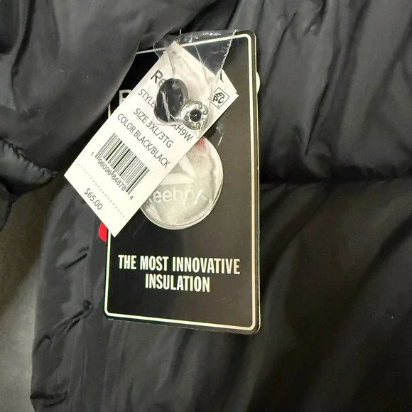 Reebok Men's Black Puffer Jacket Winter Insulated Size 3XL 3TG no hoodie - Picture 6 of 6